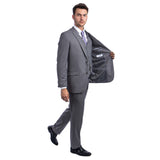 Men's 3pc Solid Suit, Notch Lapel