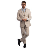 Men's 3pc Solid Suit, Notch Lapel