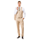 Dark Tan Men's Slim-Fit 3-Piece Sharkskin Suit