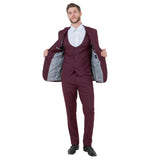 Burgundy Men's Ultra Slim-Fit 3pc Suit w/ Expandable Waistband