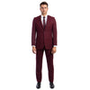 Burgundy Men's Hybrid-Fit 3pc Paisley Suit w/ Wide Black Shawl Collar