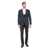 Men's Skinny-Fit Glen Plaid 3pc Suit Set w/ U-Neck Vest