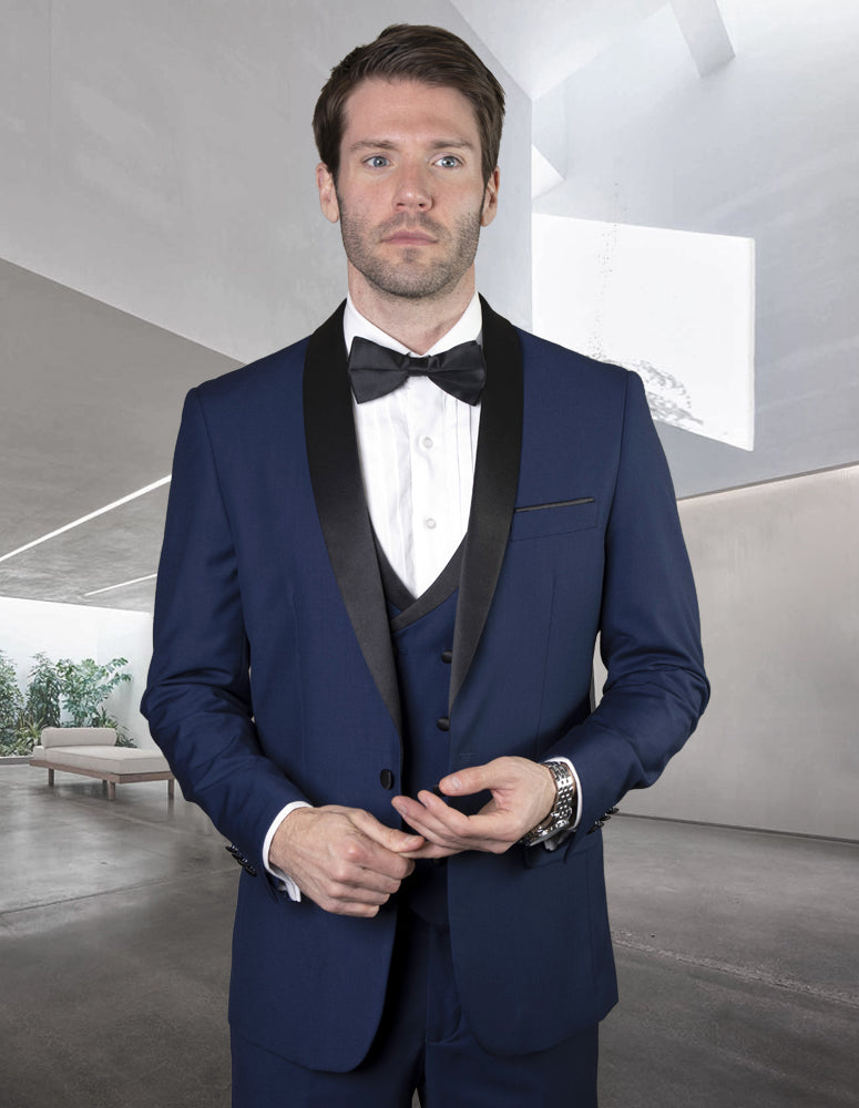 3pc Tailored Fit Tuxedo Suit. Super 150's Italian Fabric| MGM| Sapphire