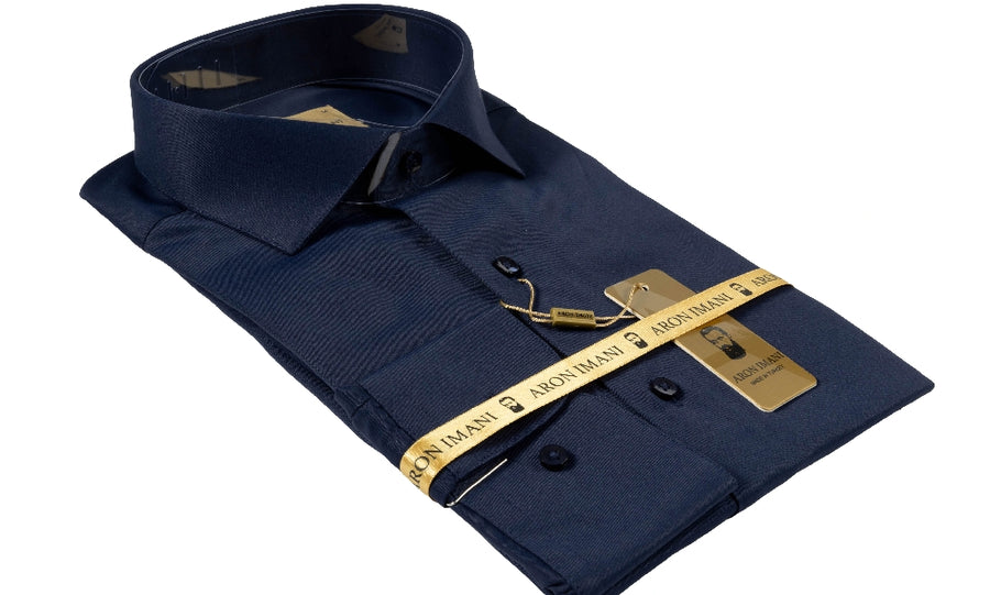 Exquisitely Crafted, the ARON IMANI Men's Dress Shirt. Slim fit, European made for superior style | IMANI Navy