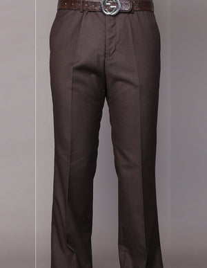 SLIM FIT FLAT FRONT DRESS PANTS, SUPER 150'S ITALIAN FABRIC | PA-200A-Brown