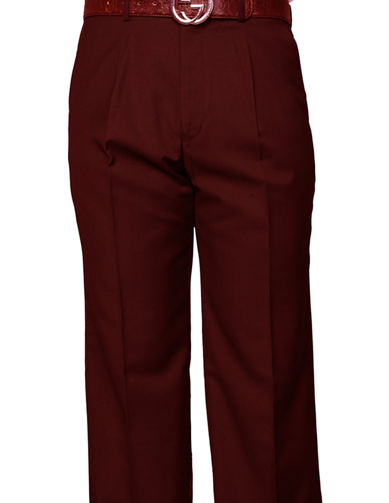 SLIM FIT FLAT FRONT DRESS PANTS, SUPER 150'S ITALIAN FABRIC | PA-200A-Burgundy