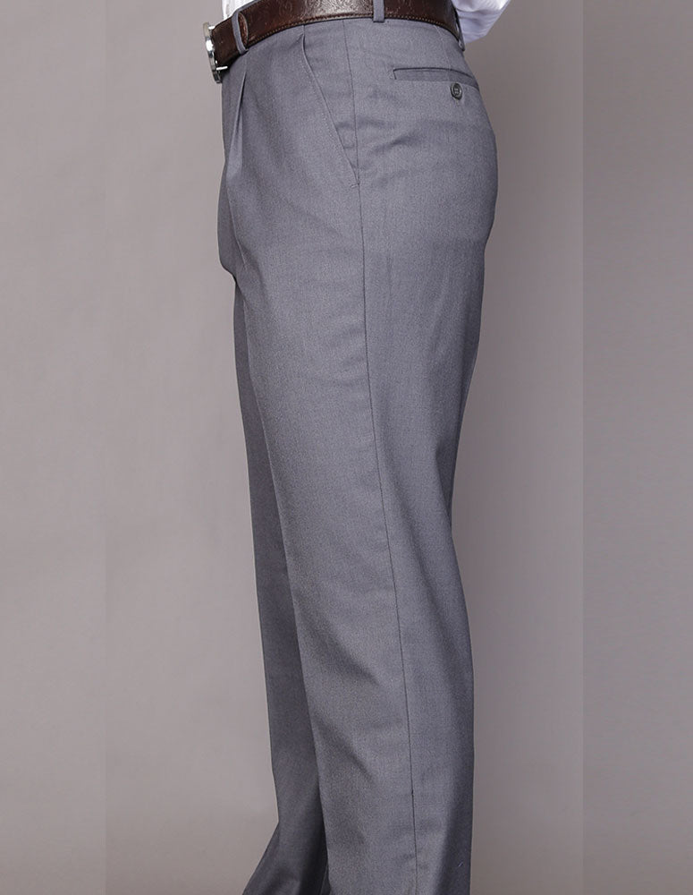 Men’s Charcoal regular fit pleated pants super 150’s wool open inseam STATEMENT SUITS PA-200A