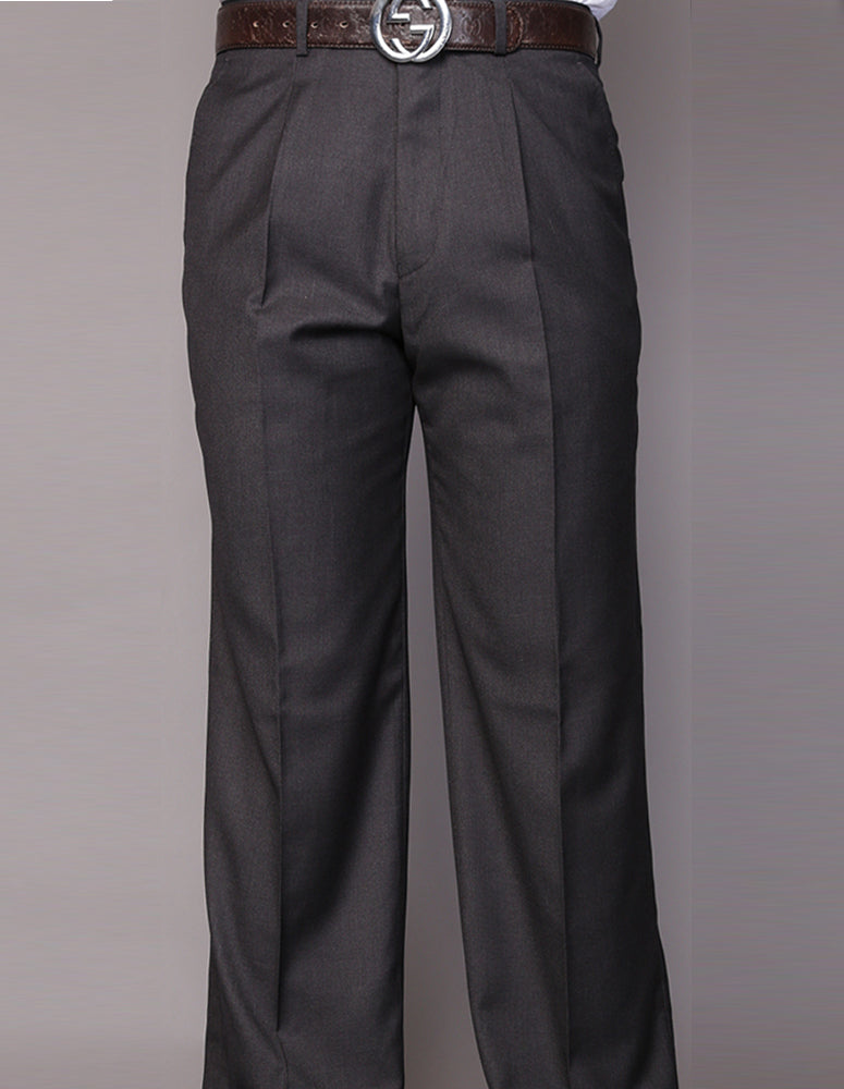 SLIM FIT FLAT FRONT DRESS PANTS, SUPER 150'S ITALIAN FABRIC | PA-200A-Charcoal