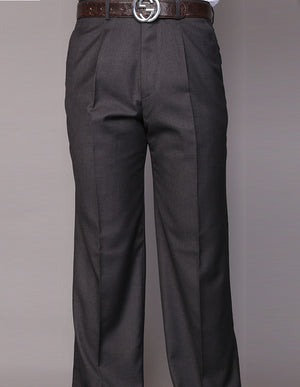 SLIM FIT FLAT FRONT DRESS PANTS, SUPER 150'S ITALIAN FABRIC | PA-200A-H.Charcoal