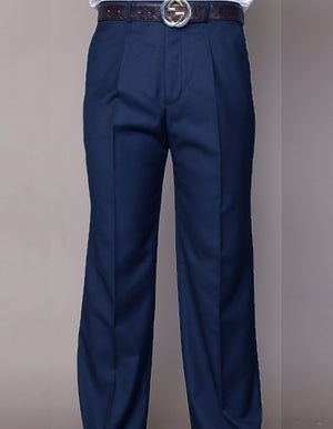 SLIM FIT FLAT FRONT DRESS PANTS, SUPER 150'S ITALIAN FABRIC | PA-200A-Indigo