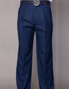 Men’s Indigo regular fit pleated pants super 150’s wool open inseam STATEMENT SUITS PA-200A