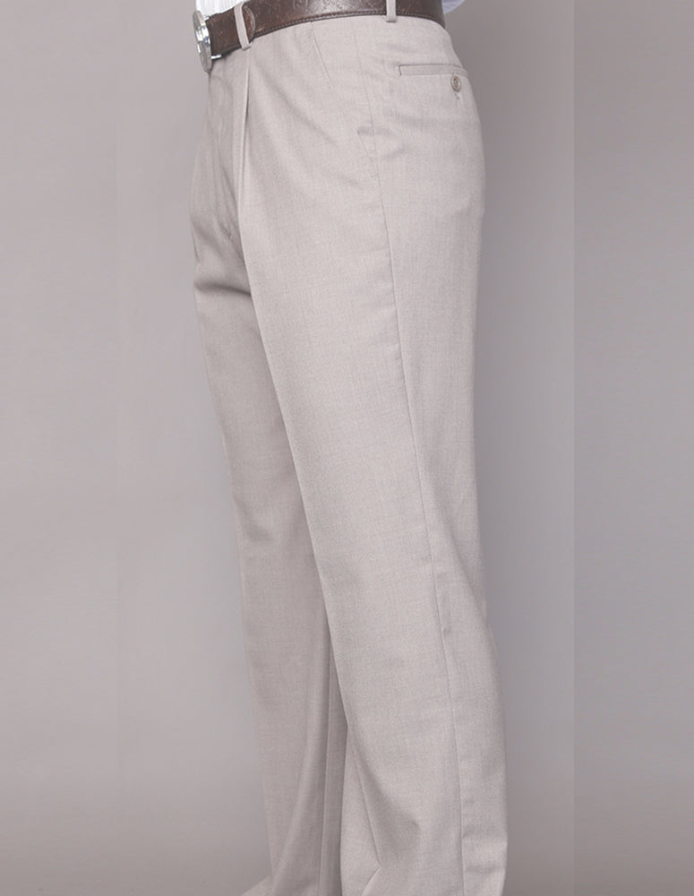 SLIM FIT FLAT FRONT DRESS PANTS, SUPER 150'S ITALIAN FABRIC | PA-200A-Sand