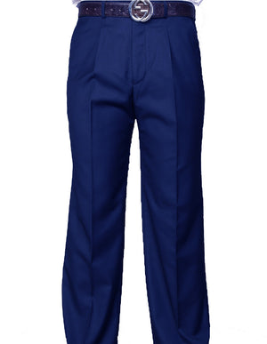 SLIM FIT FLAT FRONT DRESS PANTS, SUPER 150'S ITALIAN FABRIC | PA-200A-Sapphire