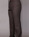 Men’s Brown flat-front pants modern fit Super 150’s wool STATEMENT SUITS PA-200B