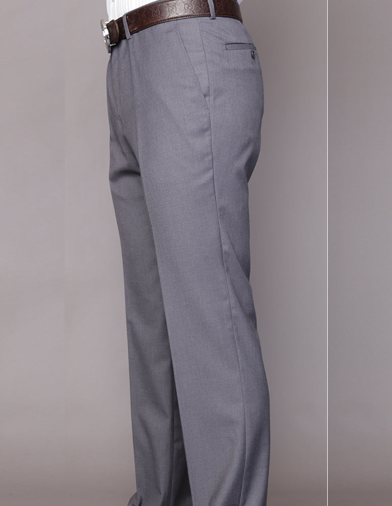 SLIM FIT FLAT FRONT DRESS PANTS, SUPER 150'S ITALIAN FABRIC | PA-200B-Charcoal