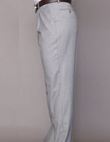 Men’s Gray regular fit pleated pants super 150’s wool open inseam STATEMENT SUITS PA-200G