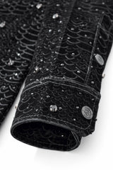 Midnight Serpent Rhinestone Jacket - Century Penthouse BLACK