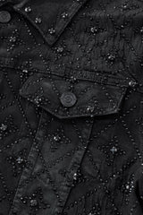 Radiant Embellished Denim Jkt – Century Penthouse BLACK