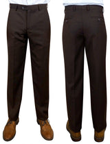 Men’s Brown slim fit flat-front pants super 150’s wool STATEMENT SUITS PL-100