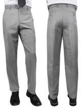 Men’s Grey slim fit flat-front pants super 150’s wool STATEMENT SUITS PL-100