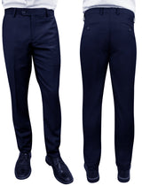 Men’s Navy slim fit flat-front pants super 150’s wool STATEMENT SUITS PL-100