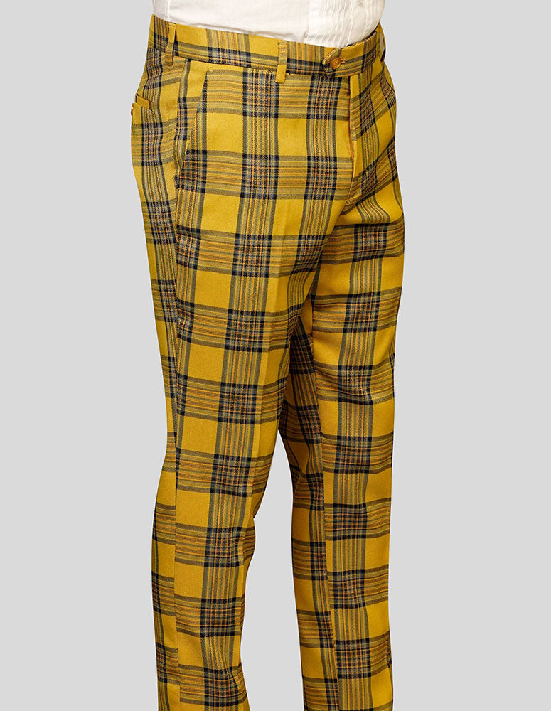 Slim Fit Flat Front Dress Pants, Super 150\'S Italian Fabric| PL-301| Gold