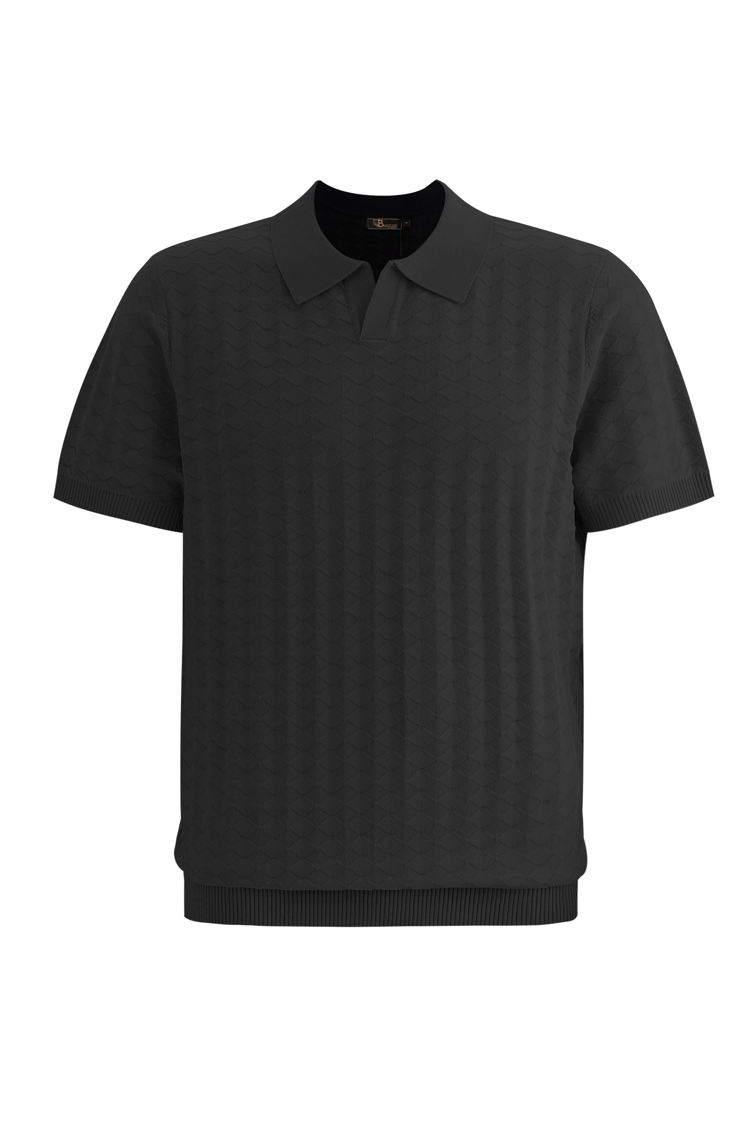 The Portofino Textured Polo BLACK