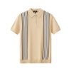 Barocco Retro Stripe Men's Zip Knit Polo - Black/Khaki