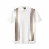 Retro Stripe Zip Knit Polo BLACK/KHAKI
