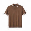 Barocco Textura Men's Knit Polo - Coffee
