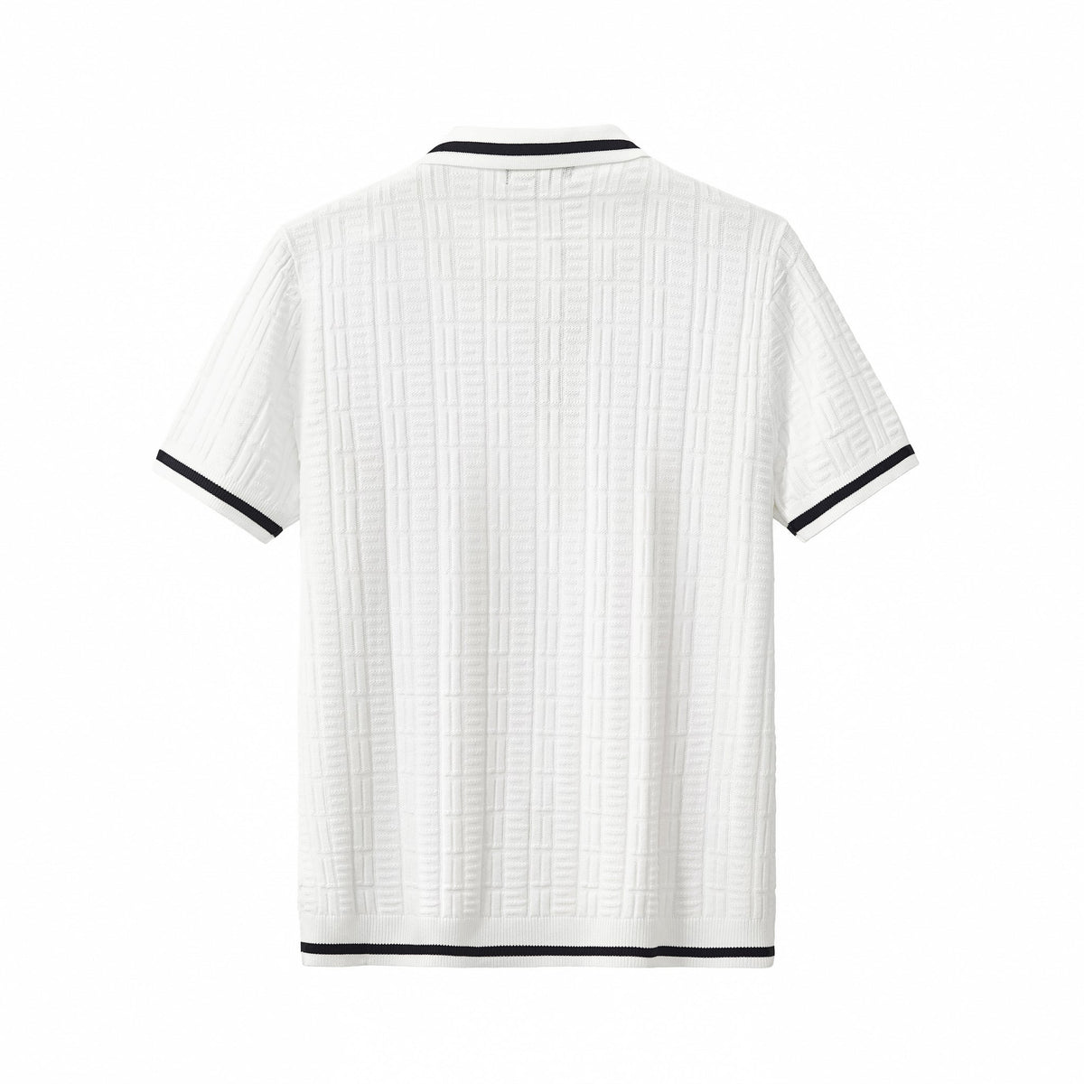 Barocco Textura Men's Knit Polo - Ivory