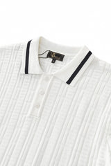 Barocco Textura Men's Knit Polo - Ivory