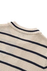 Barocco Regatta Mesh Stripe Knit Men's Short Sleeve Shirt - Ivory