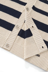 Barocco Regatta Mesh Stripe Knit Men's Short Sleeve Shirt - Ivory