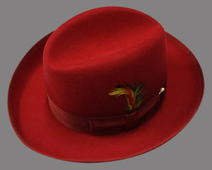 100% Wool God Father Hat - Red