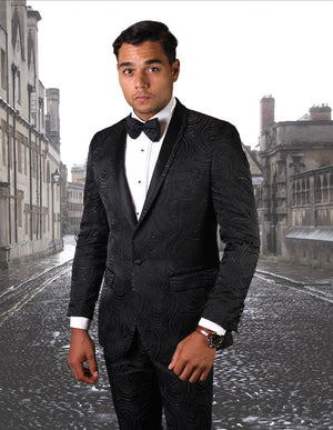 2pc Slim Fit Suit With Matching Bow Tie| RJS-104| Black