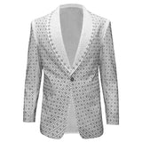 Elegant Blazer with Sparkling Embellishments WHITE/SILVER