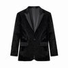 Regal Cascades Embellished Velvet Blazer BLACK/BLACK