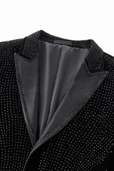Regal Cascades Embellished Velvet Blazer BLACK/BLACK