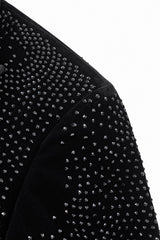Regal Cascades Embellished Velvet Blazer BLACK/BLACK