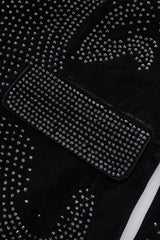 Regal Cascades Embellished Velvet Blazer BLACK/BLACK