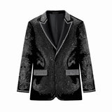 Regal Cascades Embellished Velvet Blazer BLACK/SILVER