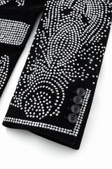 Regal Cascades Embellished Velvet Blazer BLACK/SILVER