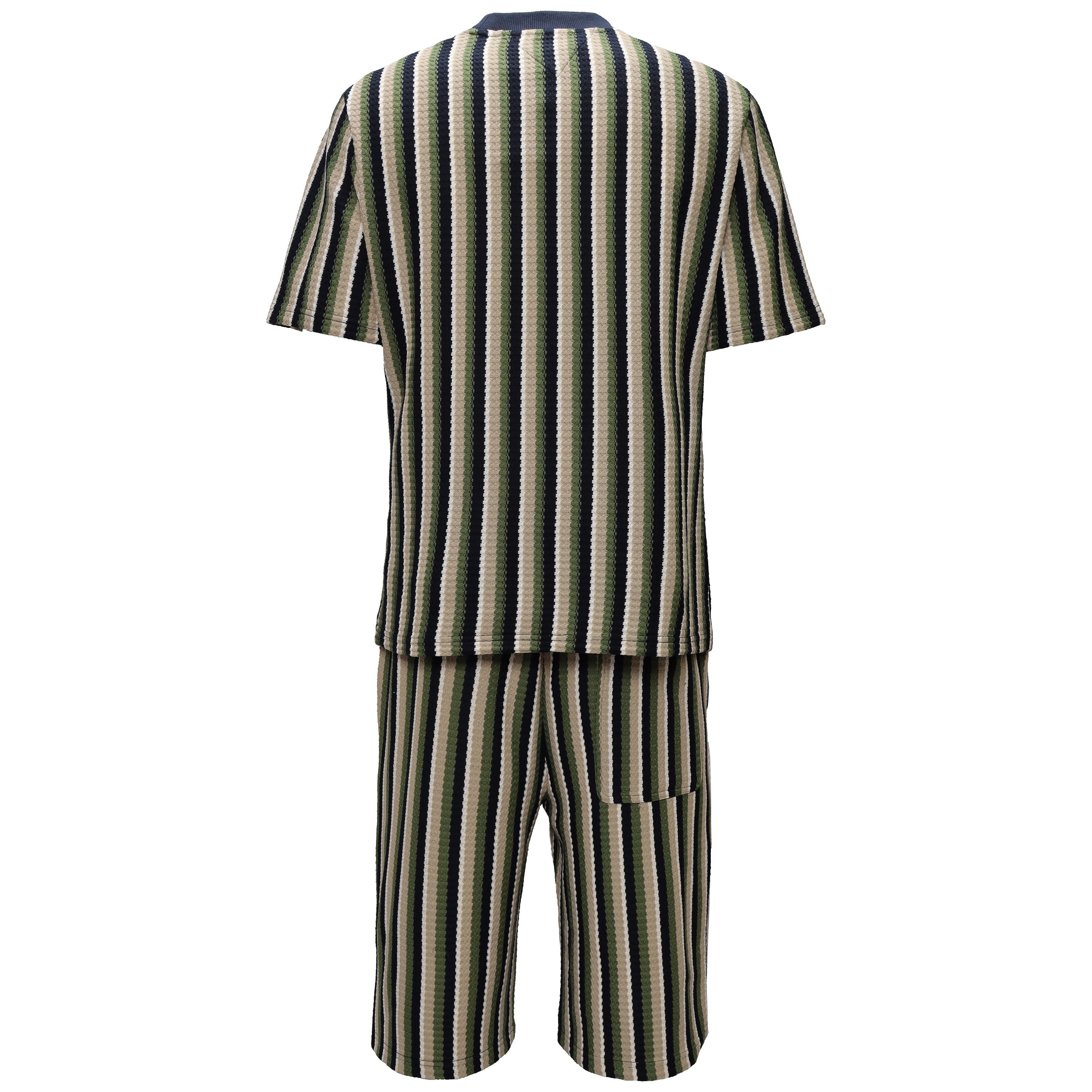 Men’s Striped Knit Two-Piece Set GREEN