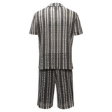 Barocco Men's Vintage-Inspired Textured Striped Set - Black/White