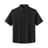 Barocco Vista Men's Waffle Textured Shirt & Pants Set - Black