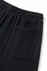 Barocco Vista Men's Waffle Textured Shirt & Pants Set - Black