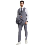 Men's Stacy Adams Hybrid-Fit 3pc Notch Lapel Suit Set, Jacket Vest and Pants