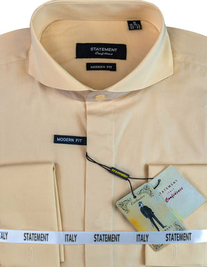 Men's Dress Shirt Spread Collar French Cuffs Made of 100% Prime Cotton | SP-100-Tan