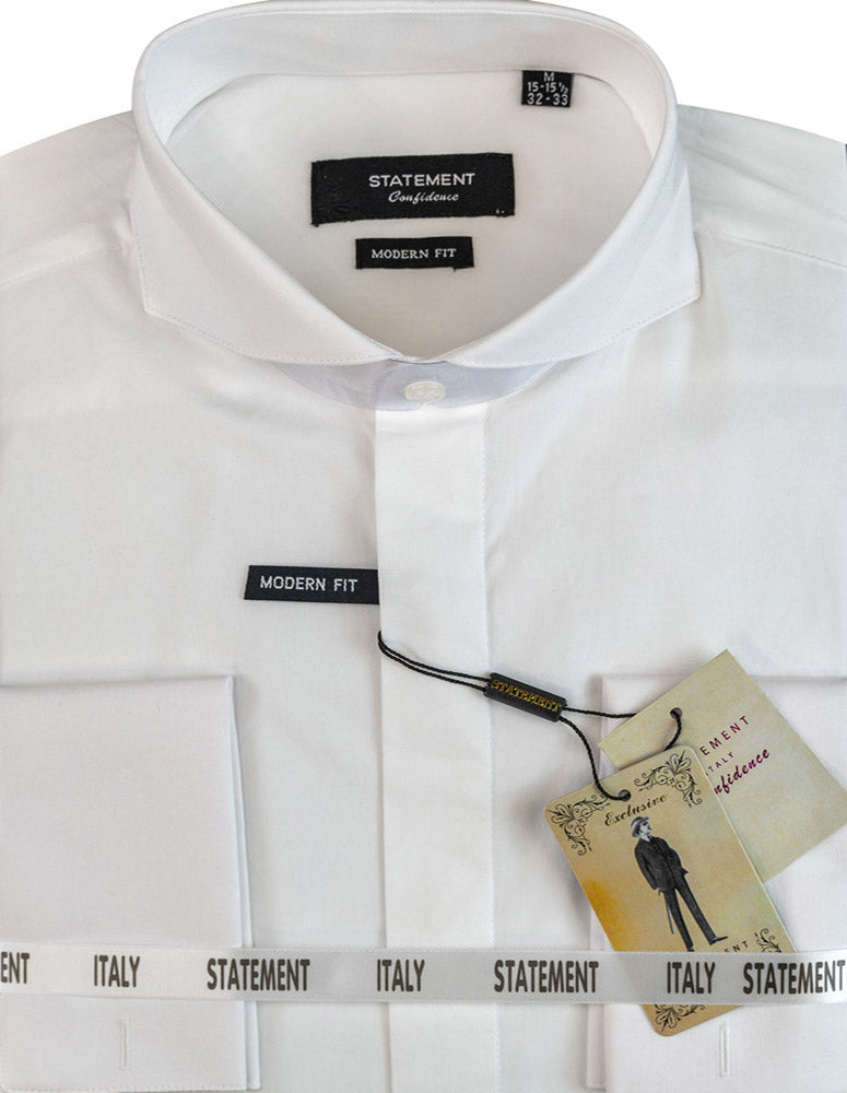 Men's Dress Shirt Spread Collar French Cuffs Made of 100% Prime Cotton | SP-100-White